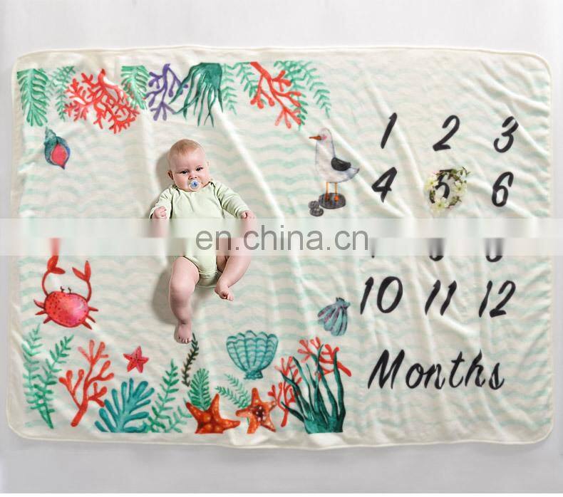 Factory quality spearmint baby monthly milestone blanket for girl boy