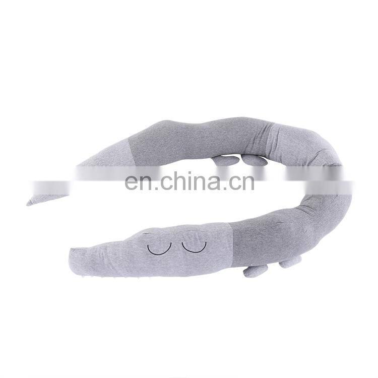 Creative Crocodile Plush Pillows Baby Crib Bumper Pads with Printed Liner Cartoon Animal Shape Pillows