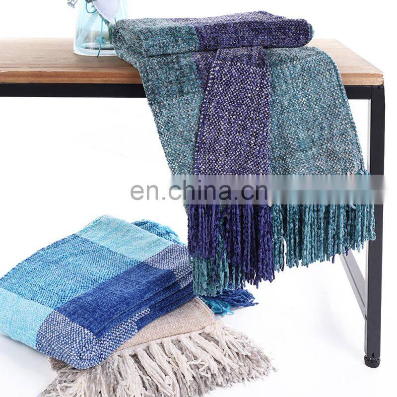 Amazon Hot Selling Cheap Chenille Knitted Blanket