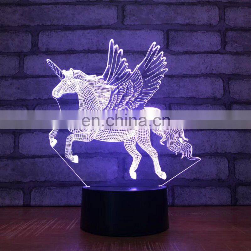 3D Illusion horse lamp acrylic led unicorn night light table desk lamp for bedroom