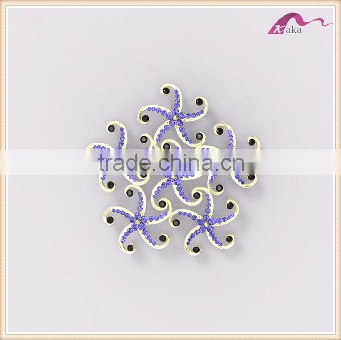 Fashion Beautiful Bulk Crystal Decorative Star Fish Brooch For Gifts