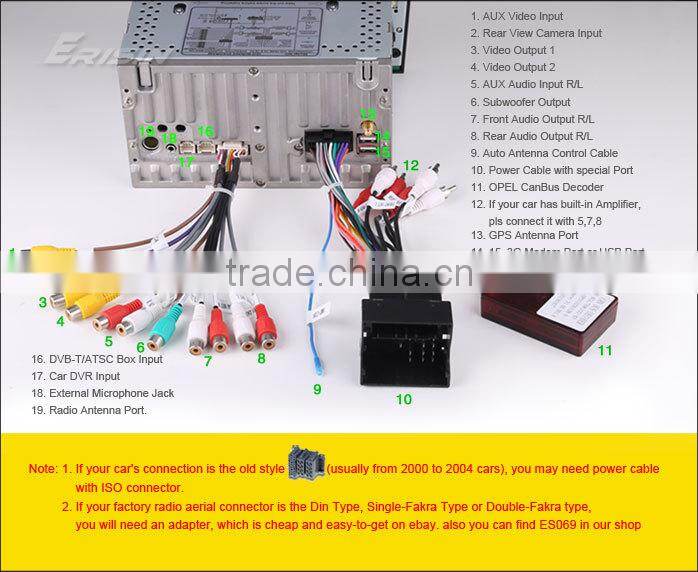 Erisin ES7681P 7'' MTK Ople Zafira Car GPS DVD Player with 3G Bluetooth