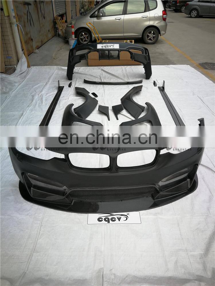 CQCV style wide body kit for BMW 3 series F30 F35 front bumper rear bumper carbon fiber material side skirts and fender