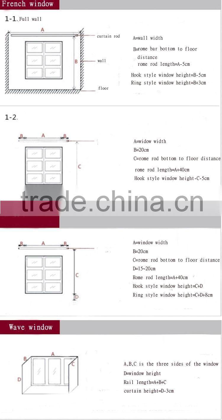New design European jacquard polyester window curtain with curtain rod