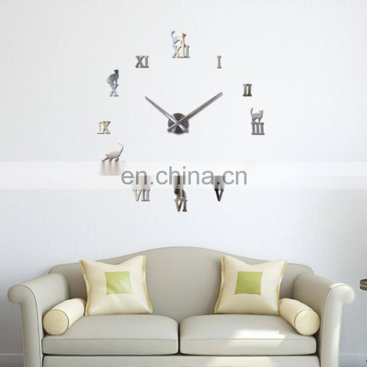 removable 3d diy metal wall sticker clock Home Office Room Art Decor Modern Decal