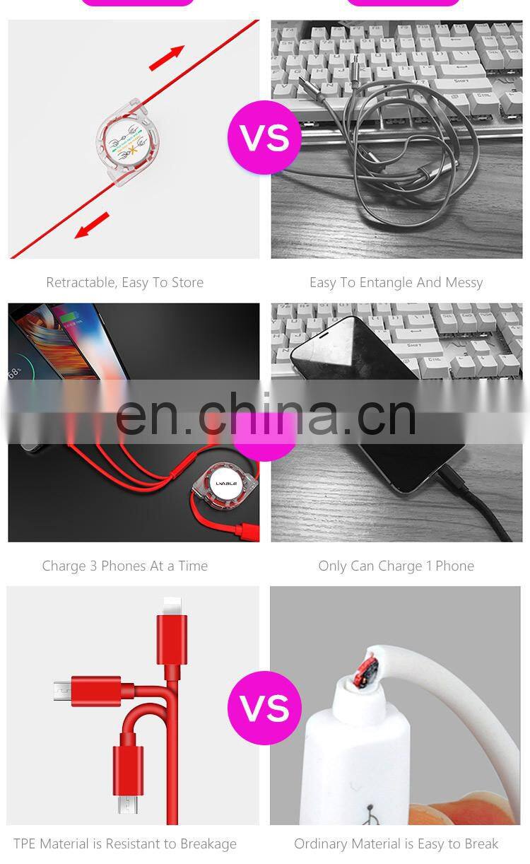 Logo Custom 3 in 1 Retractable USB Cable