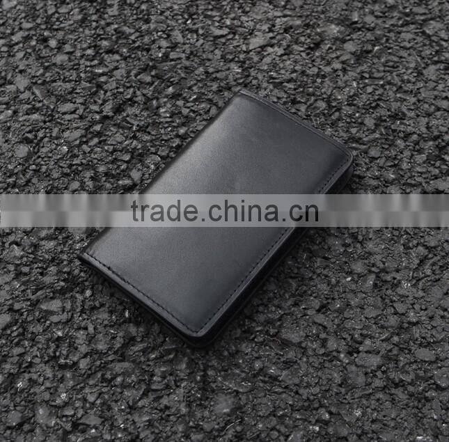 Black Genuine Nappa Leather Snap buttons Men Mobile Phone Case Phone Purse Small Wallet with Card Slots