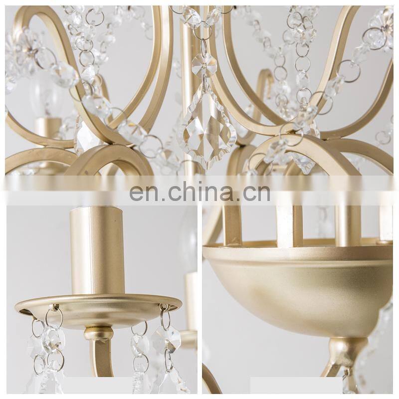 European style simple retro iron wedding hall ceiling crystal warm light chandelier dining room light living room light wedding