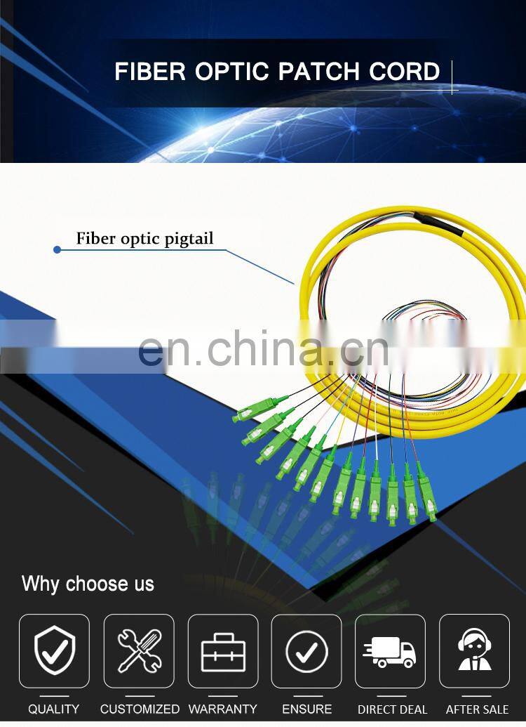 Made in China high quality 12 core bundled sc/apc fiber optic pigtail patch cord
