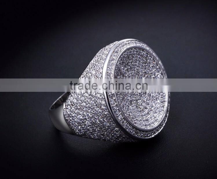 Round Shape CZ Micro Pave Setting Wedding for Bride Very Big Deluxe Statement Ring