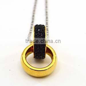 Fashion jewelry pendant designs for women gemstone double ring pendant