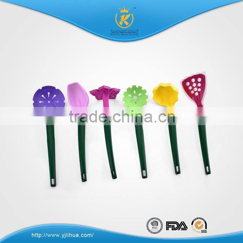 KITCHEN KING turner/slotted spoon/spoon/soup ladle/pasta spoon/skimmer 7pcs nylon utensils cooking tools set with stand