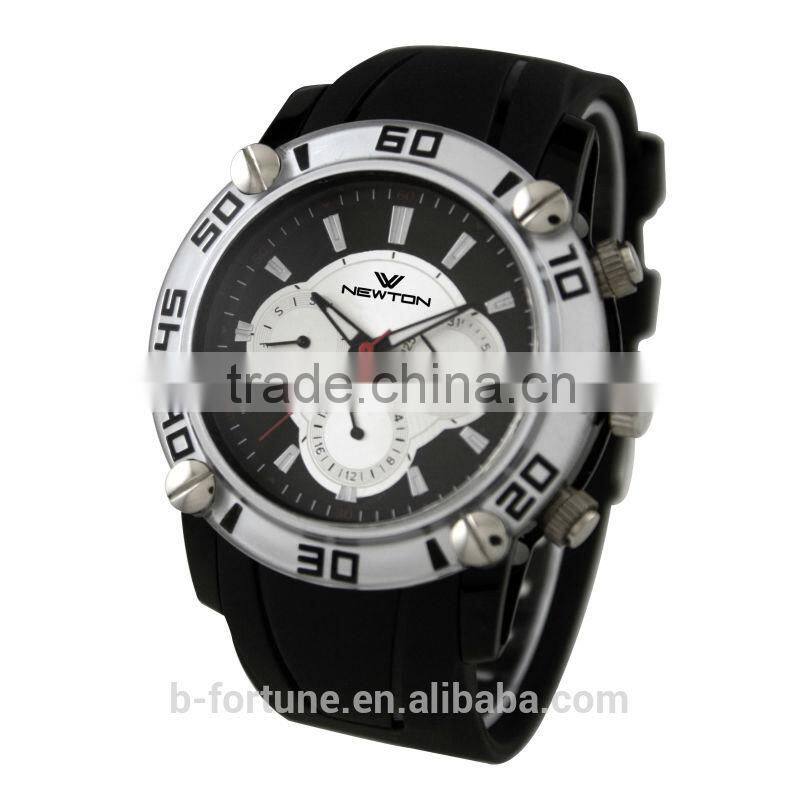 FT1326 Factory price stainless steel case back chrono silicone watchband watch