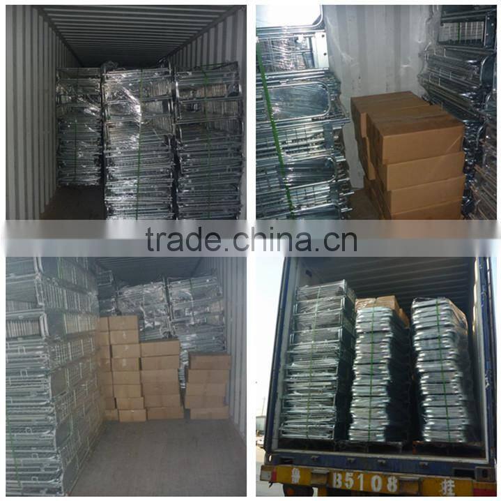 Logistic warehouse insulated foldable steel wire roll cage trolley