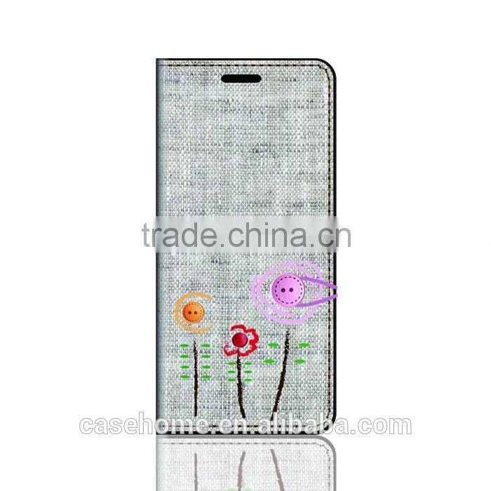 5.5inch Phone Linen Case with Card Slots Flip Cover for Samsung Galaxy J7