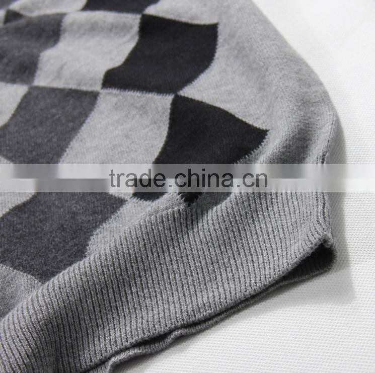 Argyle knitting wear men simple long sleeve V-neck sweater pullover