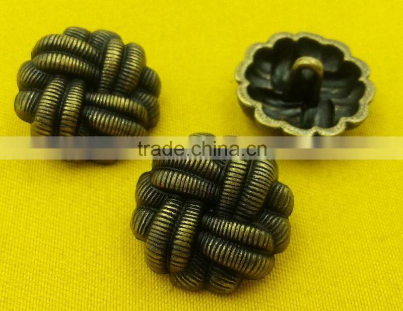 19mm Braided Finishing Fancy Metal Shank Button For Ladies Clothes -- MJ5414