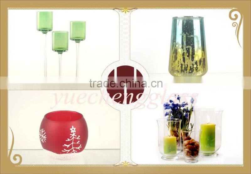 Handblown Metal design electroplating painting glass hurricane lantern candle holder