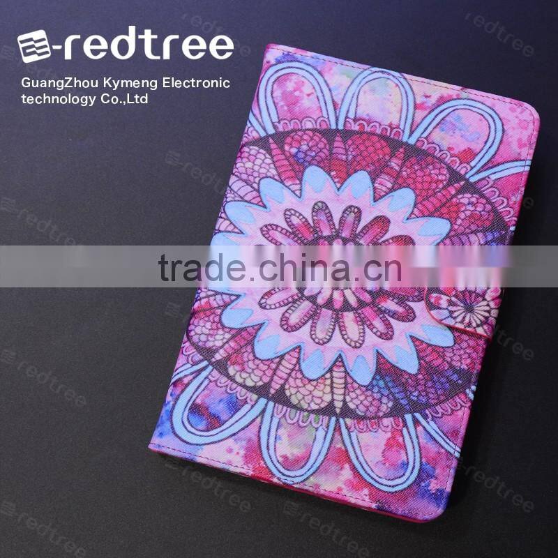 flower printing with good quality pu leather standing cover case for tablet
