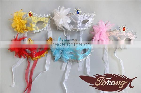 Bachelorette Party Supplies Rose Red Turkey Feather Mardi Gras Mask