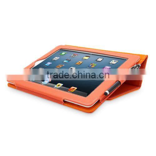 Fashion High Quality Orange PU Leather Case For Ipad 4