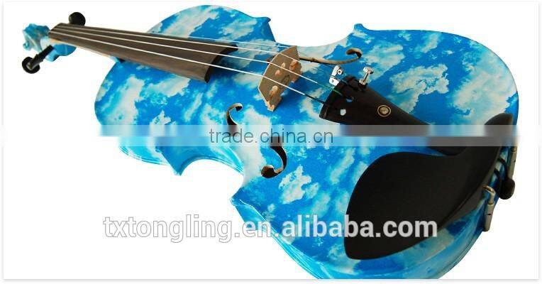 Blue Flower Decorative Solid Wood Violin TL-1204