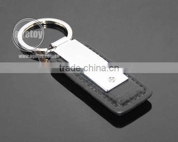 Japan Automobile Sales Servicshop 4S Custom Promotional Rectangle Black Leather And Metal Key Chain For Car