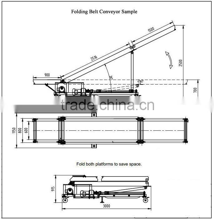 Adjustable Inclined Movable Belt Conveyor/ Horizontal Belt Conveyor