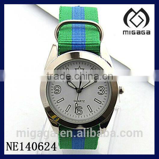 fashion blue and yellow stripes japan movt sporty watches*stripe nylon quartz watches sporty