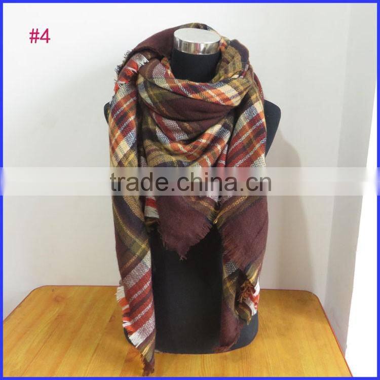 Hot selling winter tartan plaid scarf cashmere