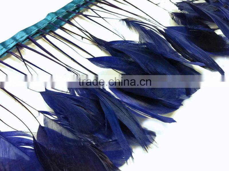 Stripped brown Coque Tails Fringe rooster feather trim