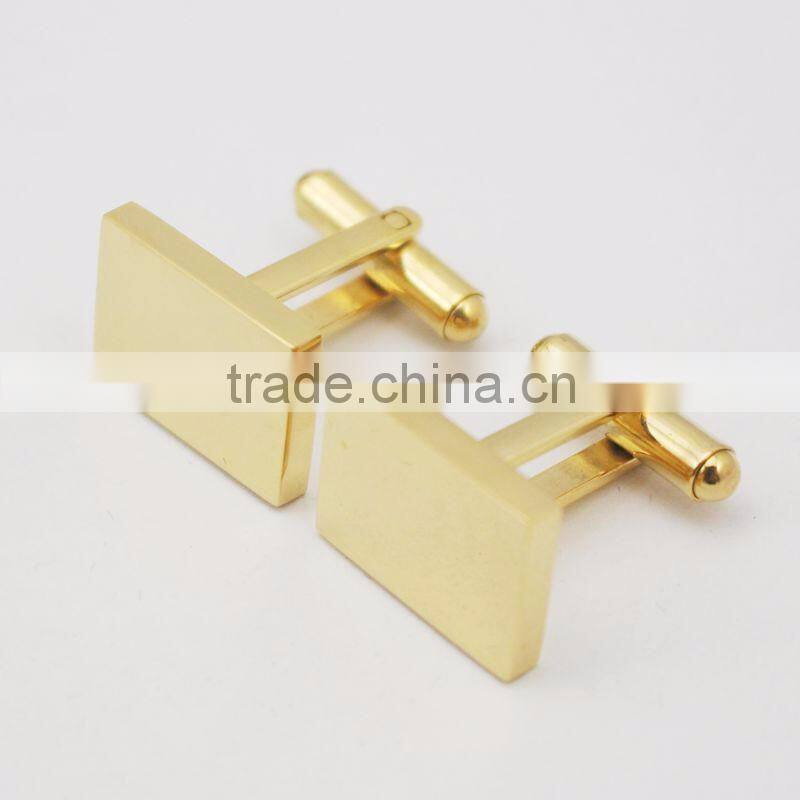 Custom Stainless Steel Rectangle Gold Plated Cufflinks Blanks