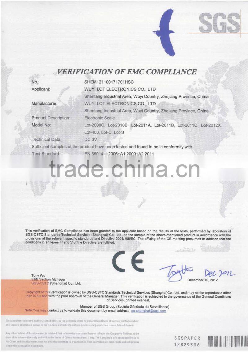 Electronic waterproof body scale LOT-2012X-12