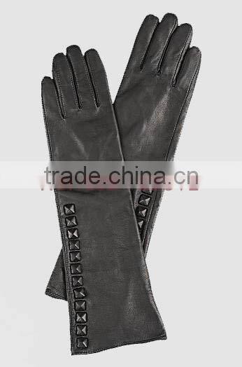 HS119 ladies winter studded leather gloves