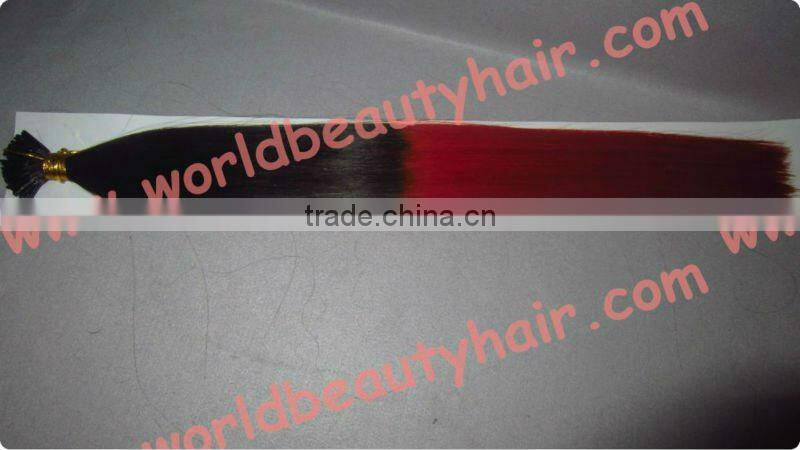 ombre colours #60/violet keratin hair extensions,pre-bonded hair extensions