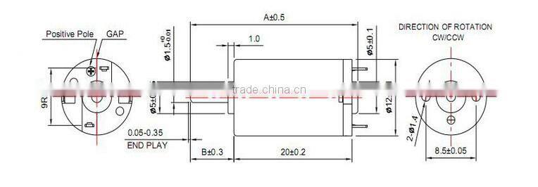 DC Vibration Motor for Eye massagers (RF-1220)