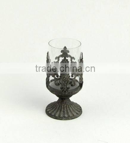 100098MC-engraved pillar metal candle holder