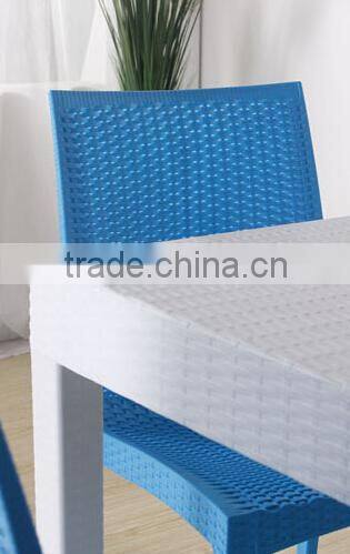 WHOLESALE cheap price outdodor ratten full PP plastic garden chair and table with armrest 1723c