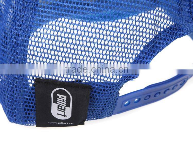 5panel blue scream print mesh hat curved brim trucker caps