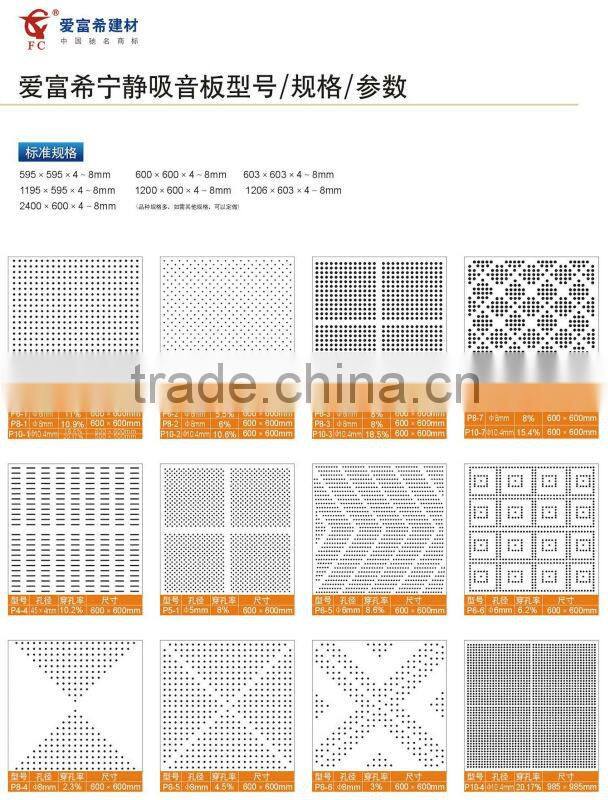 Perforated Calcium silicate board for sound absorbing
