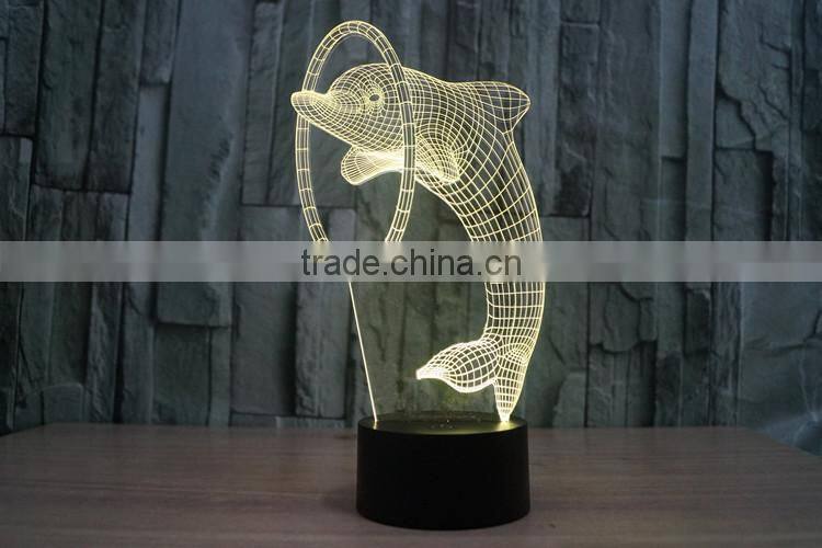 Lovely Dolphin 3D illusion Led Night Light Projection Baby Bedside Table Desk Lamp USB LED Electronic Gadget Decorative Lighting