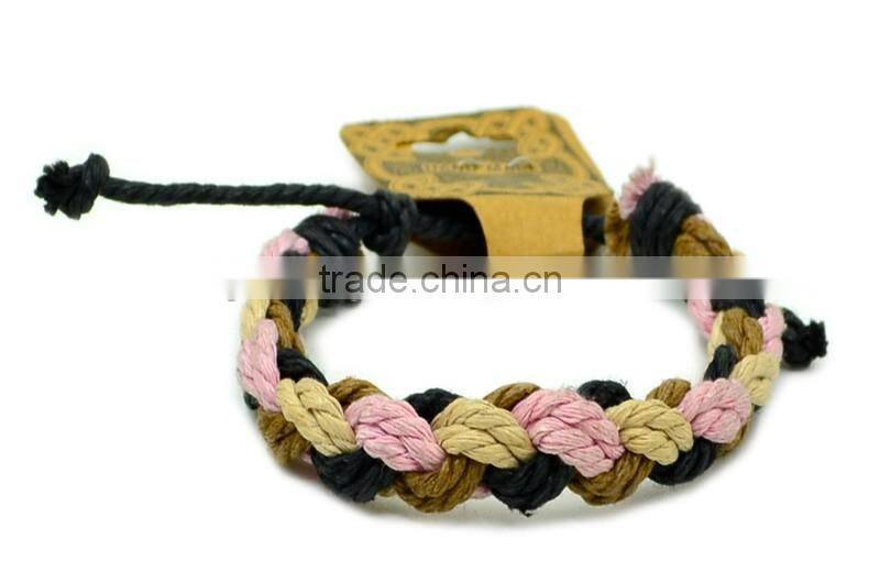 2016 New Arrival Wholesale handmade multi-colour cotton cord braided friendship bracelet