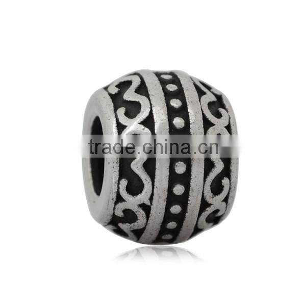 Ready Stock 9*11mm Vintage Tone 316L Stainless Steel Large Hole Spacer Beads For DIY Charm Bracelet Jewelry Making SEB-LG132