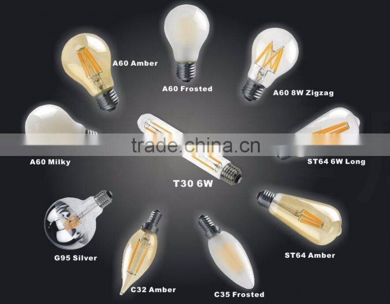 UL Listed Dimmable E12 2W 4W 6W C35 Candle LED Filament Bulb