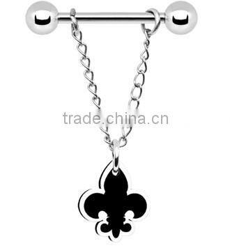 Black White Chain Dangle Nipple Ring