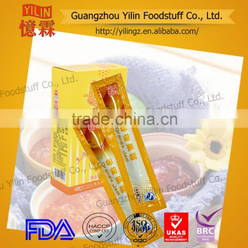 18g small sachet orange Jam branded in China factory