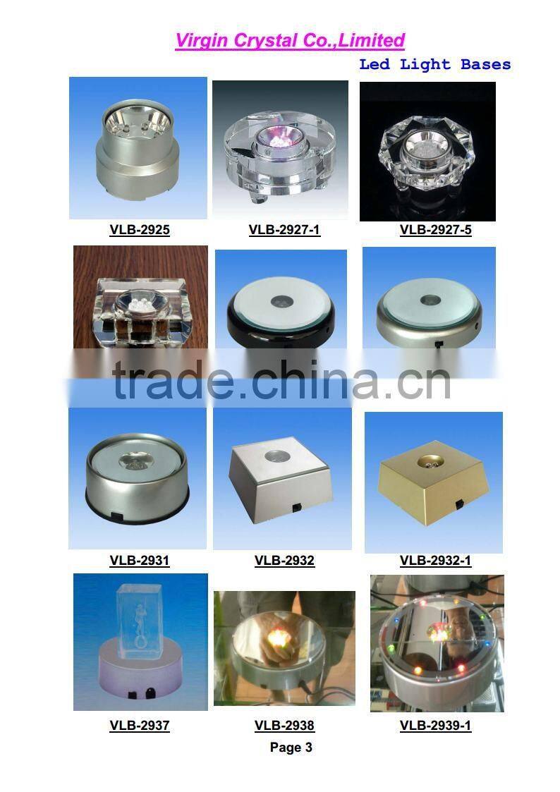 Round shape clear crystal LED light base with 7 lights for lamp holder