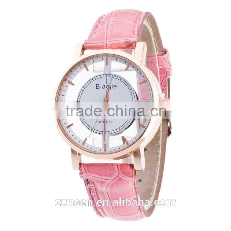 Relogio Feminino 2016 New Arrival Watch Men Transparent Hollow Leather Srap Wrist Watch Quartz Dress Watch