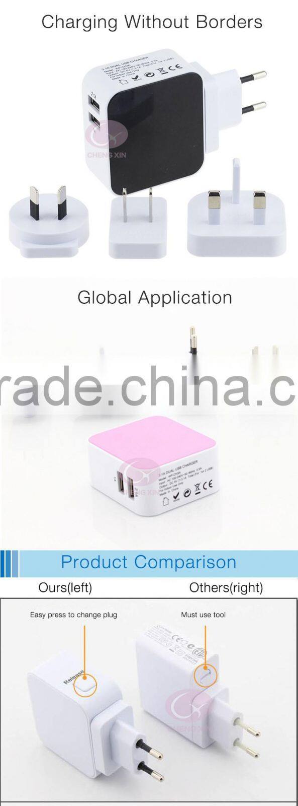 2016 trending high-power mobile travel charger,portable phone charger,cellphone charger