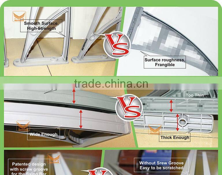 Modern transparent plastic awning small window awning parts for window awnings or door awning cover snow shelter canopy